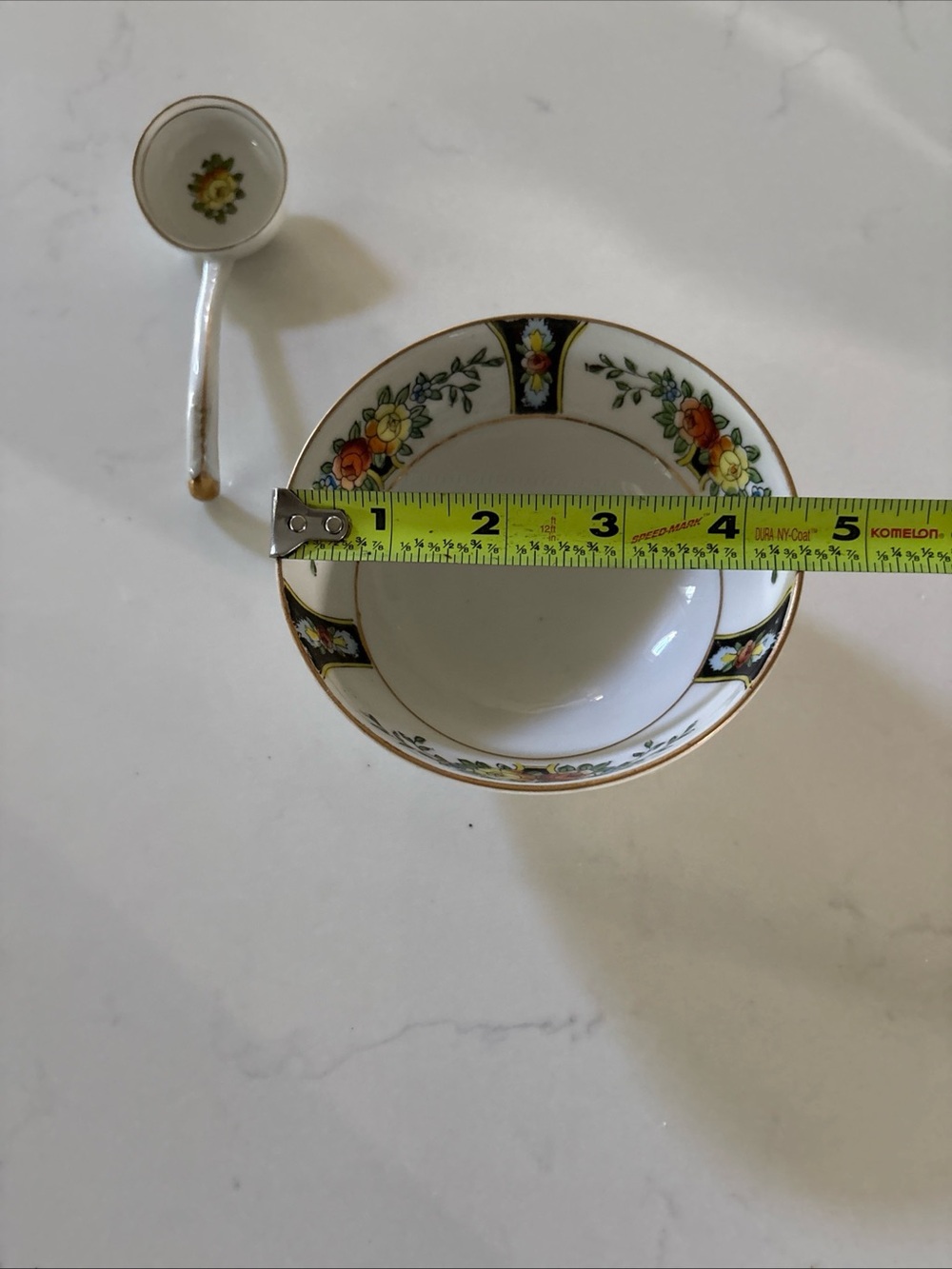 Noritake White Porcelain Serving Bowl and Ladle with Floral Trim - Picture 12 of 16